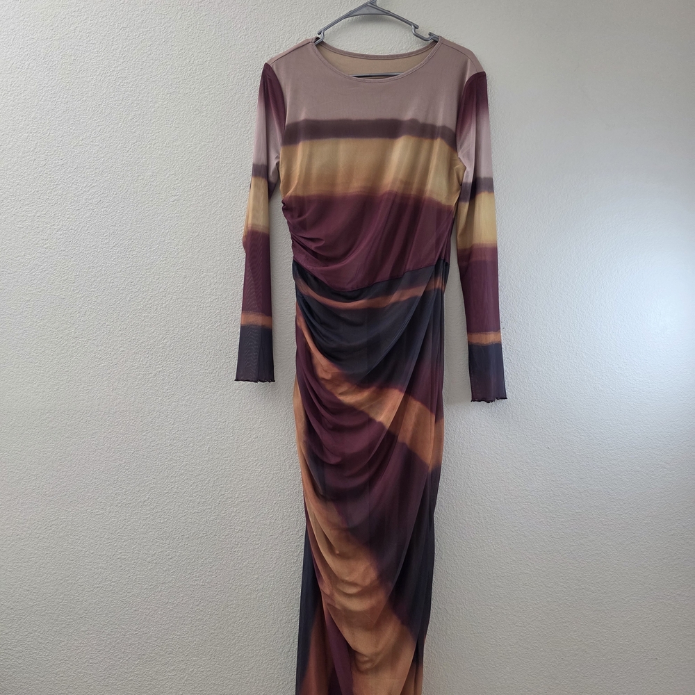 Elegant Multicolor Long Sleeve Dress